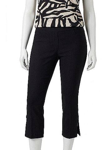 Tribal Pull On Capri Pants in Black (view 1)