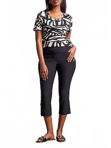 Tribal Pull On Capri Pants in Black (view 2)