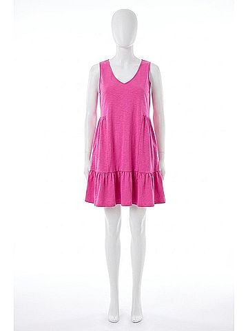 Tribal Soft Slub Knit Sleeveless V-Neck Mini Dress in Pink Glow (view 1)