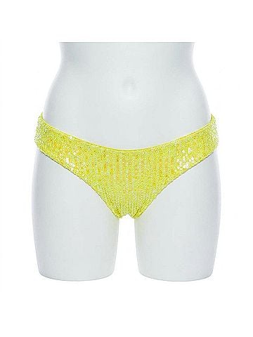 Luli Fama Chasing Stars Sequins Full Ruched Back Bottom in Neon Yellow (view 1)