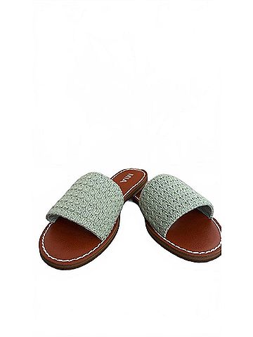 Mia Women's Crochet Slip On Sandal in Sage (view 2)