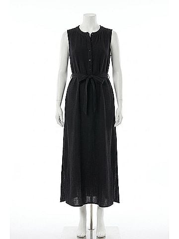Tribal Cotton Crinkled Gauze Maxi Dress in Black (view 1)
