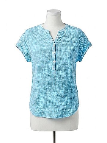 Tribal Vintage Wash Cotton Gauze Cap Sleeve Top in Sailboat (view 1)