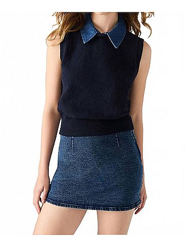 Steve Madden Jeane Sweater Vest in Blue Multi (view 2)