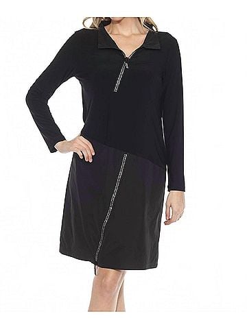 Joseph Ribkoff Women's Embellished Zipper High Neck Dress in Black (view 2)