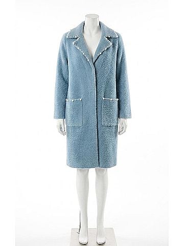 Joseph Ribkoff Single-Breasted Pearl Coat in Chambray Blue (view 1)