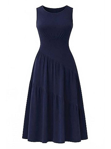 Dear John Women's Asymmetric Hem Sleeveless Dress in Blue (view 2)