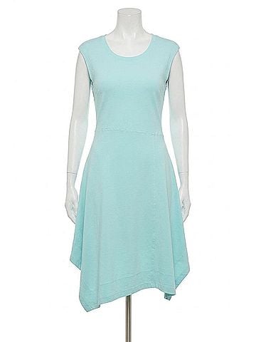 Tribal Mini Ribbed Bodice Slant Hem Dress in Oasis Blue (view 1)