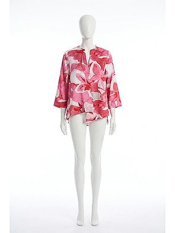 Joseph Ribkoff Asymmetric Swing Jacket in Pink/Multi Floral (view 1)