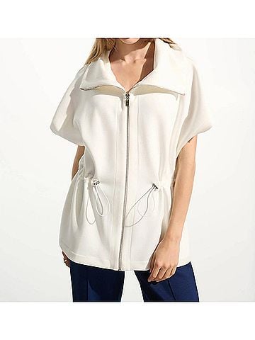 Joseph Ribkoff Scuba Jersey Boxy Jacket With Drawstring Waist in Off White (view 2)