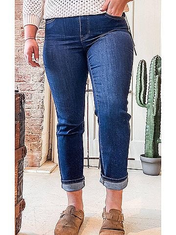 Tribal Sophia Curvy Straight Ankle Jeans in Rinse (view 2)