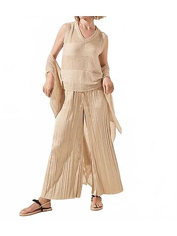 Lyssé The Packable Pleated Palazzo Pants in Champagne (view 2)