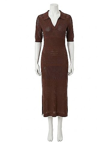 Joseph Ribkoff Viscose Sweater Knit Dress in Mahogany (view 1)