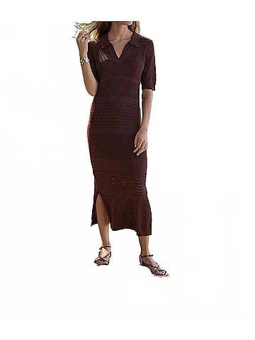 Joseph Ribkoff Viscose Sweater Knit Dress in Mahogany (view 2)
