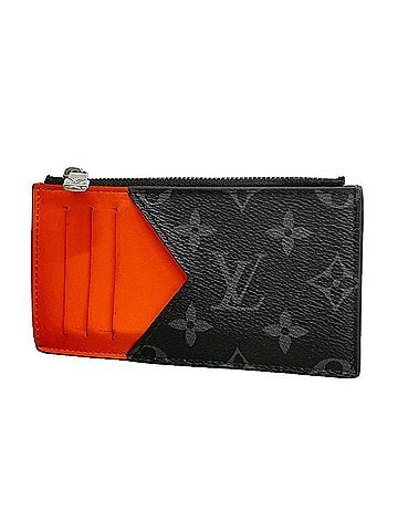 Louis Vuitton Louis Vuitton Monogram Eclipse Coin Card Holder, M25843, Black/Sunset Orange, Men's, P3542834 (view 1)