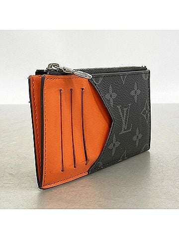 Louis Vuitton Louis Vuitton Monogram Eclipse Coin Card Holder, M25843, Black/Sunset Orange, Men's, P3542834 (view 2)
