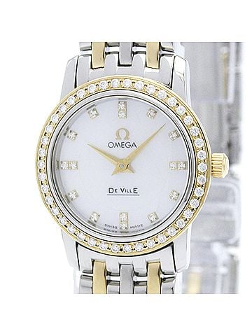 Omega OMEGA De Ville Prestige Diamond MOP Dial 18K Gold Steel Watch 4375.75 Polished (view 1)