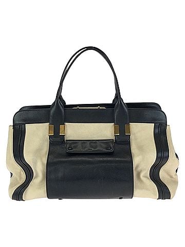 Chloé Chloé Chloe Alice Beige Black Gold Hardware Leather Tote Bag Handbag for Women (view 1)