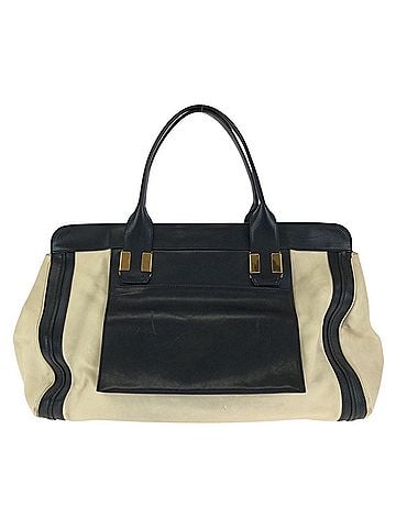 Chloé Chloé Chloe Alice Beige Black Gold Hardware Leather Tote Bag Handbag for Women (view 2)