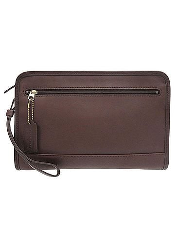Coach Coach Old 9833 Leather Dark Brown Clutch Bag Second 1482COACH (view 1)