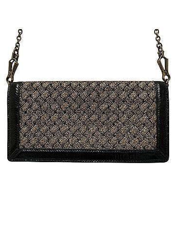 Bottega Veneta BOTTEGA VENETA Intrecciato Wallet Chain Shoulder Bag Gold Color Black Women's (view 1)
