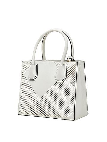 Michael Kors Michael Kors MERCER Perforated Shopper Tote Handbag Shoulder Bag 2-way 35T4GM9M2Y White Leather Women's (view 2)