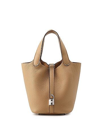 Hermès Hermes Picotin Lock PM handbag, Chai, Taurillon Clemence leather, U stamp. Lock, Picotin, women's, HERMES (view 1)