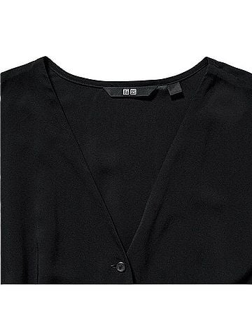 Uniqlo V-Neck Long-Sleeve Flare Mini Dress Casual Dress (view 2)