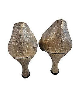 Stuart Weitzman Vintage Metallic Glitter Gold Narrow Width Heels (view 2)