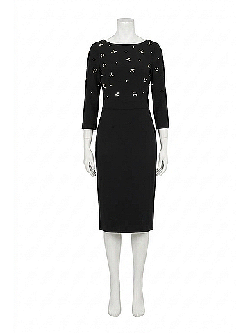 Joseph Ribkoff Embellished 3/4 Sleeves Sheath Dress in Black (view 1)