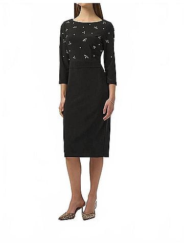 Joseph Ribkoff Embellished 3/4 Sleeves Sheath Dress in Black (view 2)