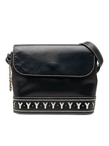 Saint Laurent Saint Laurent Vintage Y-Cut Crossbody Shoulder Bag, Navy and White Leather, Women's. (view 1)