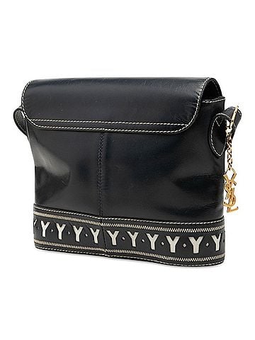 Saint Laurent Saint Laurent Vintage Y-Cut Crossbody Shoulder Bag, Navy and White Leather, Women's. (view 2)