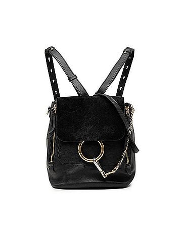 Chloé Chloé Chloe Faye Backpack Shoulder Bag 2-Way Black Leather Suede Women's (view 1)