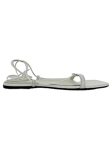 Totême Totême Lace Up Leather Sandals in White Leather (view 1)