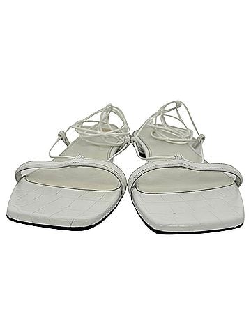 Totême Totême Lace Up Leather Sandals in White Leather (view 2)
