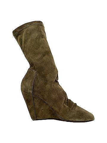 Rick Owens Rick Owens Cantilever Open-Toe Wedge Boots in Brown Suede (view 1)
