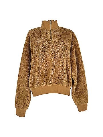Ralph Lauren Polo Ralph Lauren Fleece Sherpa Quarter Zip Jacket on Brown Polyester (view 1)