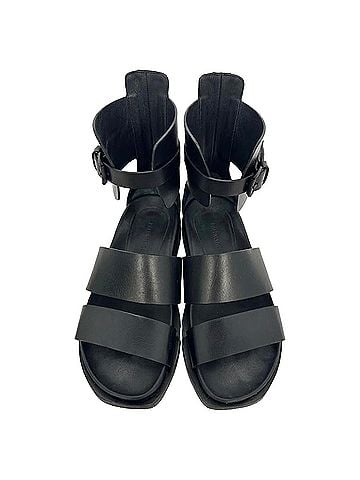 Ann Demeulemeester Ann Demeulemeester Belted Ankle Wrap Sandals in Black Leather (view 2)