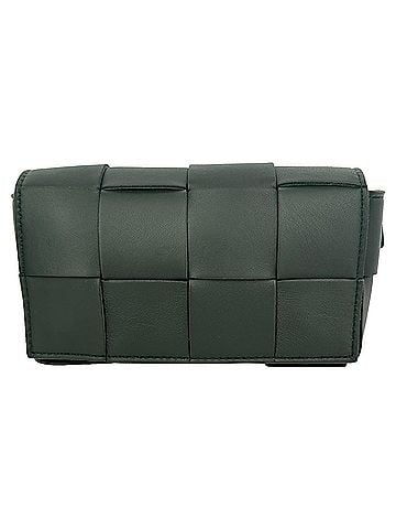 Bottega Veneta Bottega Veneta Intrecciato Cassette Bag in Green Leather (view 1)