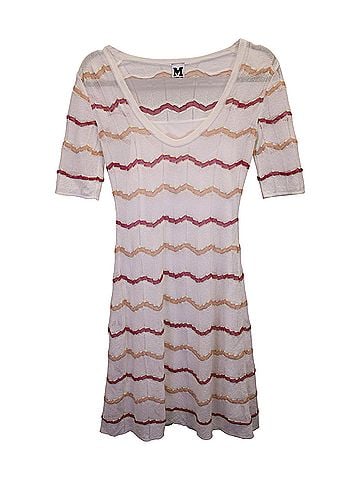 Missoni M Missoni Wave Stripe Dress in White Viscose (view 1)