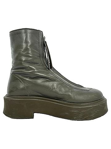 The Row The Row Zipped Boot in Olive Green Leather (view 1)