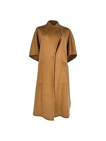Max Mara Max Mara Canapa Relaxed-Fit Cape Coat in Brown Wool (view 1)