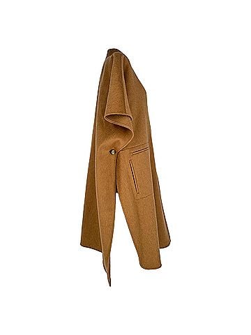 Max Mara Max Mara Canapa Relaxed-Fit Cape Coat in Brown Wool (view 2)