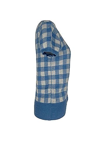 Ralph Lauren Polo Ralph Lauren Gingham Short Sleeve Cardigan in Blue Linen (view 2)