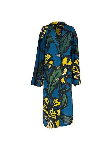 Burberry Burberry Prorsum Floral-Print Single-Breasted Trench Coat in Multicolor Silk (view 1)