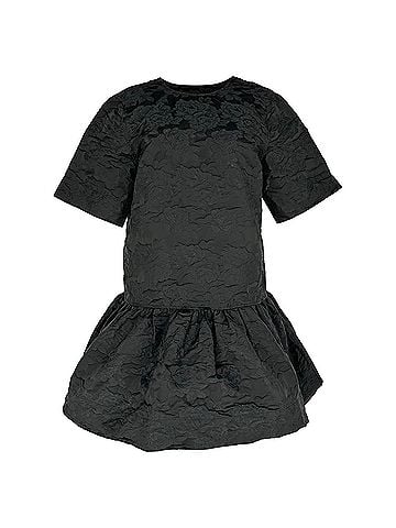 Ganni Ganni Botanical Jacquard Open-Back Mini Dress in Black Polyester (view 1)
