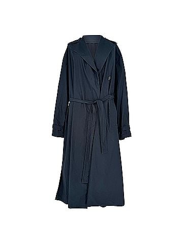 Jil Sander Jil Sander Belted Trench Coat in Navy Blue Cotton (view 2)