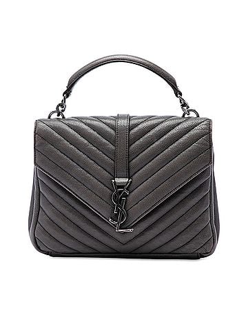 Saint Laurent Medium Chevron Sheepskin Monogram College Satchel (view 1)