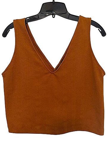 Zara Ribbed V-Neck Tank Top Sleeveless Top (view 2)